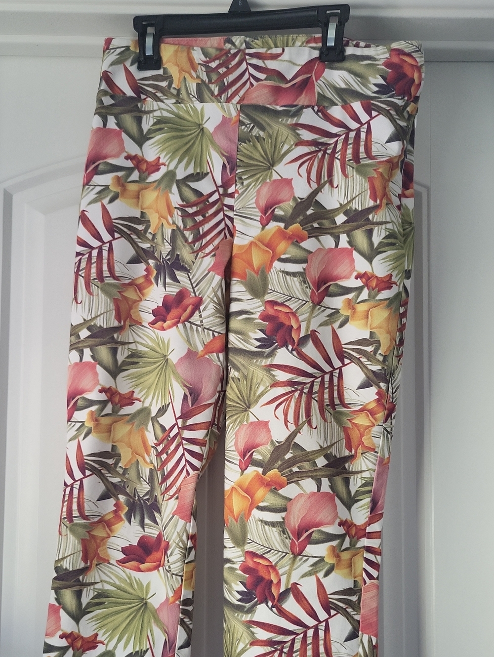 Joseph Ribkoff White Tropical Floral Wide-Leg Pants